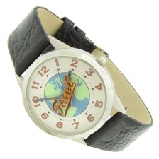 Fossil JR-7551 Herren Damen Armbanduhr Weltkugel Leder Globus 3ATM Batt neu S159