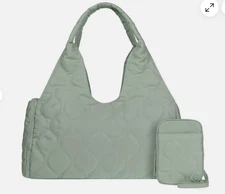 Samantha Brown To-Go Quilted Travel Hobo with Crossbody Bag SAGE nwt