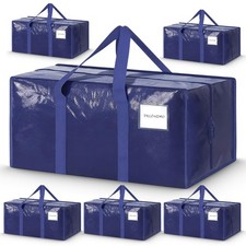 6 Pack Extra Heavy Duty Large Moving Bags with Strong Zipper Comfortable Ha...
