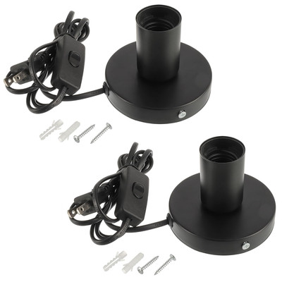 Polished Metal Table Lamp Base with E26/E27 Socket and 6ft Cord (2 Pack)