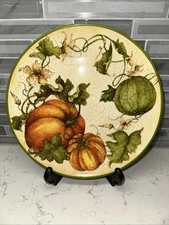 Pier 1~HARVEST GARDEN~11” Dinner Plate~Pumpkins & Leaves~Thanksgiving/Fall~EUC!