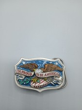 I m Proud To Be American Belt Buckle Great American Co 1984 Freedom Eagle Flag