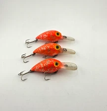 (3) Vintage Pre-Rapala Storm Magnum Wiggle Wart Crankbait Fishing Lures Lot of 3