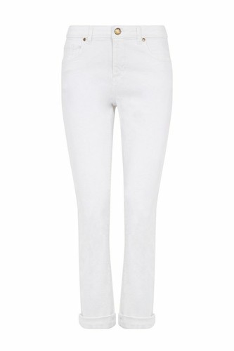 WALLIS Ladies Womens White Roll Up Slim 