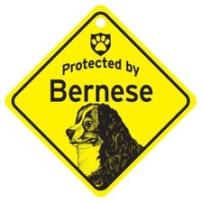 Protected by Bernese Mountain Dog Window Sign Made USA 5 1/2 x 5 1/2