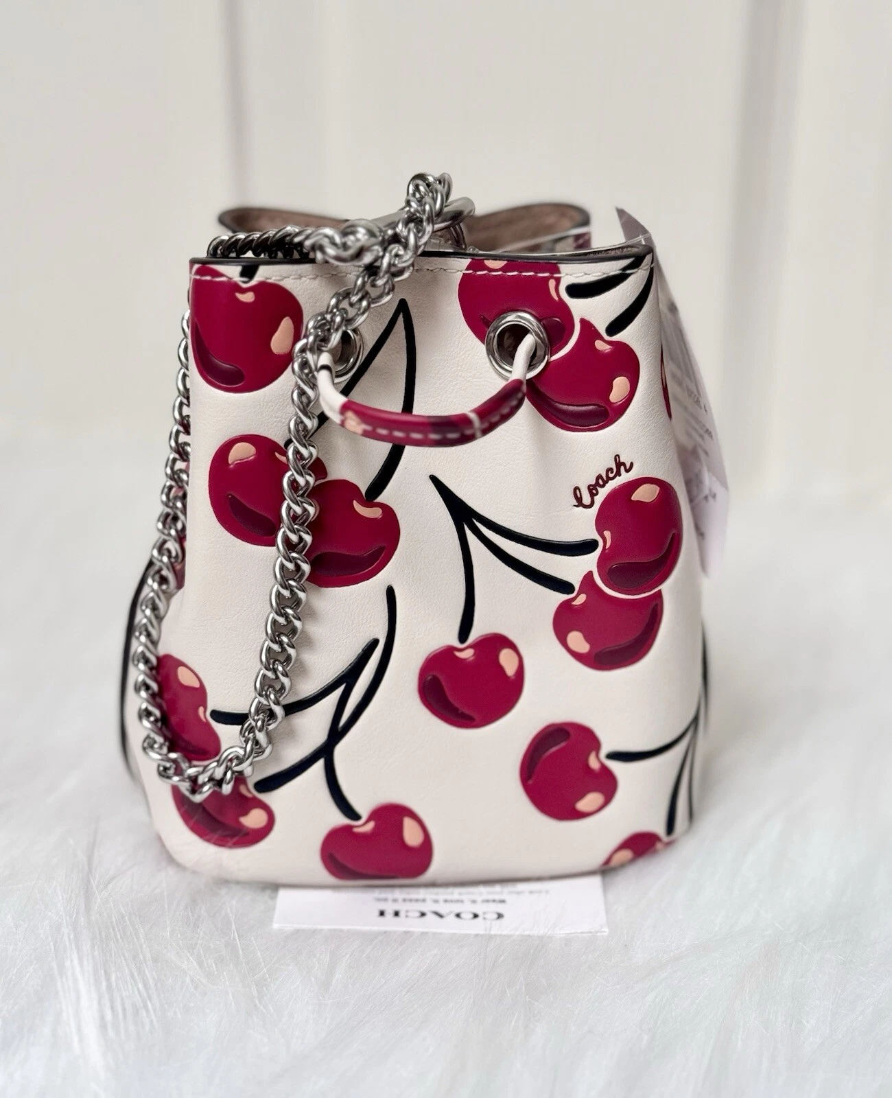 Coach CZ030? Braccialetto con coulisse e gesso stampa ciliegia multi nuovo con etichette