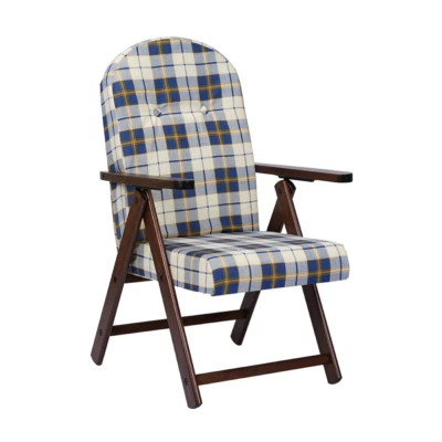 Fauteuil relax Amalfi en bois - Tissu Azzurra - Photo 1/4
