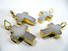 Hand Carved Natural Druzy Holy Cross Shape Pendant approx 3 inch long Drusy