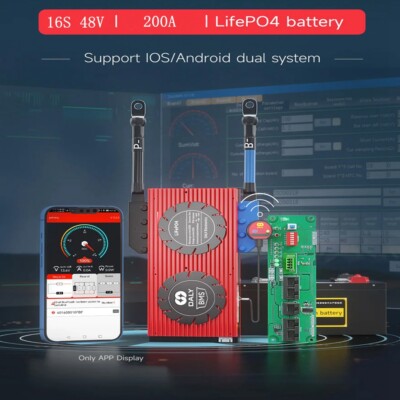 Daly Smart BMS 16S 48V 200A LiFePO4 BMS+RS485+CAN Common Port with  Balance