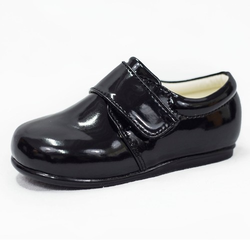 Baby Boys Black Patent Shoes Formal Smart Strap Wedding High Quality 1