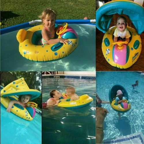 Baby Kid Swim Ring Inflatable Toddler Float Swimming Pool Water Seat with Canopy - Picture 12 of 12