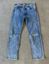 VTG 80s Levi's Men's Distressed Acid Washed Blue Jeans - Size 30x31 (Actual)