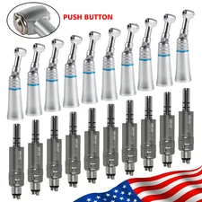 1-10*Dental Contra Angle Push Button Low Speed Handpiece /Air Motor 2H/4H ds