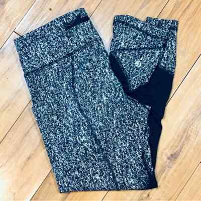 LuluLemon LuLu Lemon black white marled leggings workout
