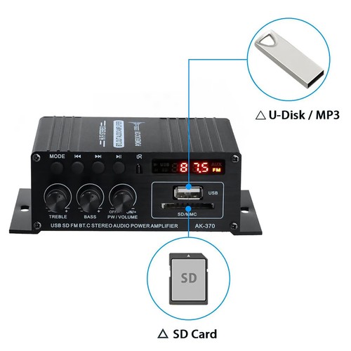 400W 2 Channel Bluetooth Mini HIFI Power Amplifier Audio Stereo Amp Home Car FM - Picture 11 of 11