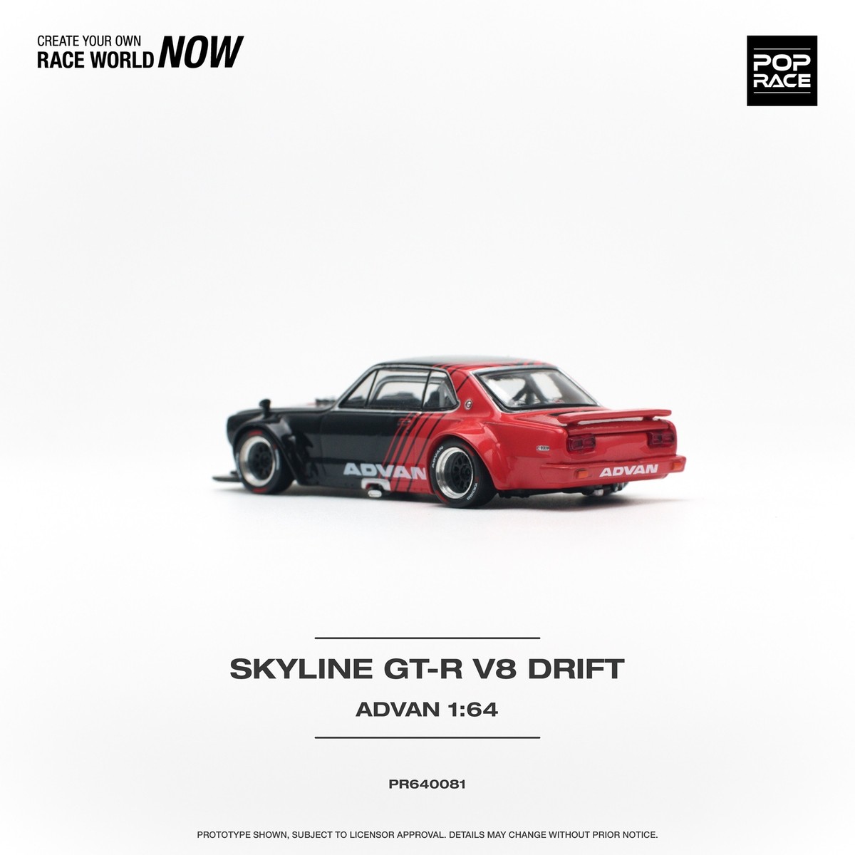 In Stock) POPRACE 1/64 Skyline GT-R V8 Drift (Hakosuka