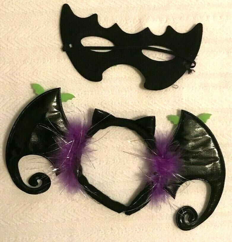 Máscara de ojos de murciélago negro y vestido de cabeza de murciélago negro 2 piezas ACCESORIO DE DISFRAZ Foto 4 de 4
