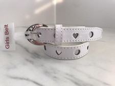 New Kid's Girls Belt White Gloss, Hearts And Circles Small