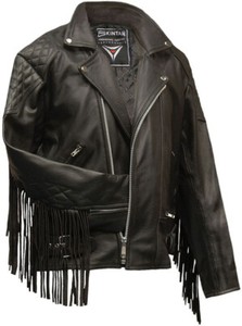 black leather tassel jacket