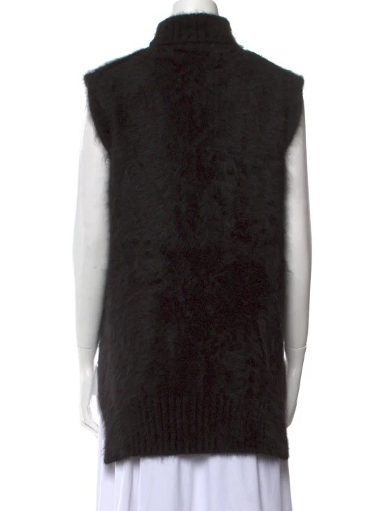 Celine Angora Girocollo Nero Maglione Felpa Gilet Senza Maniche L