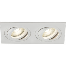 Square Tilt Architectural Double Ceiling Downlight Fitting 10W GU10 White