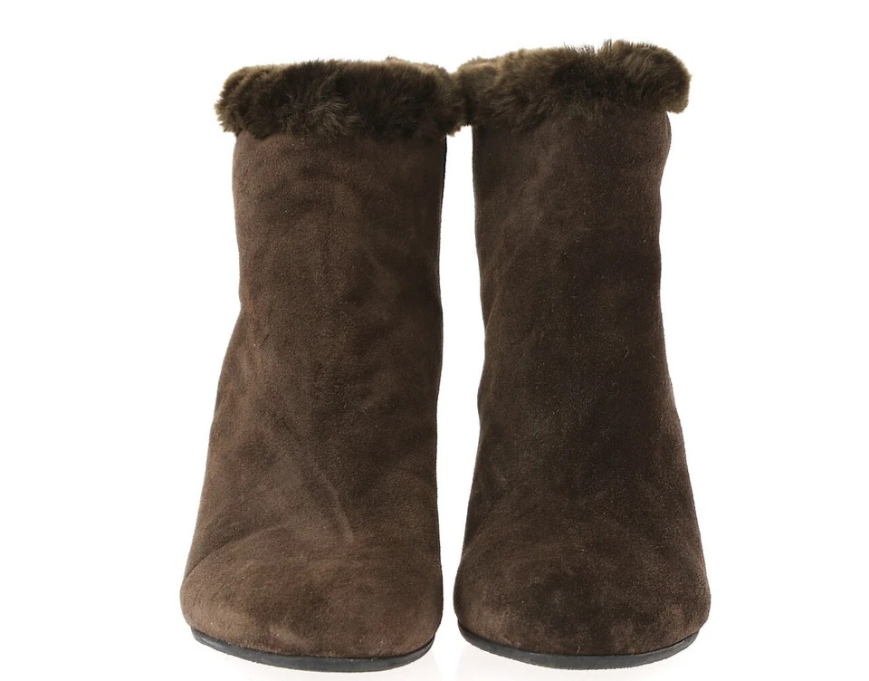 Aquatalia Jinx Mujer Marrón Oscuro Gamuza Piel Cremallera Trasera Cuña Botines Talla 10 Foto 3 de 4