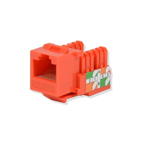 Lotto 5 confezioni Keystone Jack Cat6 Arancione Rete Ethernet 110 Punchdown 8P8C - Foto 2 di 3