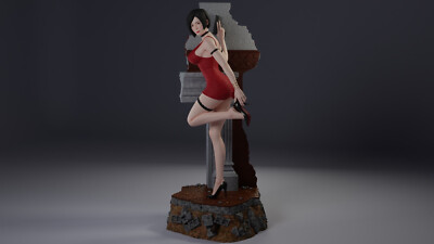 Ada Wong, Resident Evil, Agentin, sexy Pin Up, Figur, 3D Druck, UNBEMALT