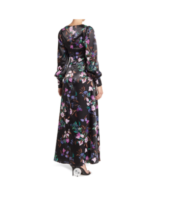 knee length dresses for ladies Afrm Nettie Long Sleeve Backless Maxi Dress in Caramel Animal at Nordstrom, Size Large