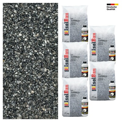Steinteppich SET Carnico 1-4 mm Marmorkies 125kg + PU-Bindemittel Set für 12,5m²