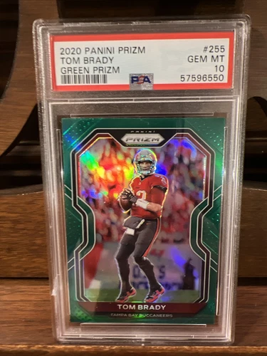 Tom Brady 2020 Panini Prizm #255 GREEN Prizm Parallel 💥PSA 10 GEM MINT💥