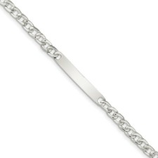 .925 Sterling Silver Children's Engraveable Curb Link Baby ID Bracelet 6"