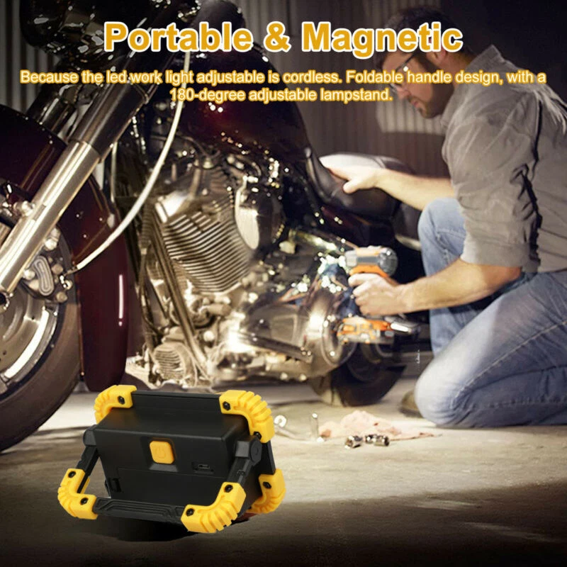 2 x 30W LED Arbeitsleuchte Akku Aufladbar Baustrahler Flutlicht Werkstattlampe - Bild 2 von 4