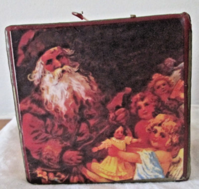 Vtg CUBE Candle Victorian Santa Claus Children Christmas 3D Italy 3.5'' gold