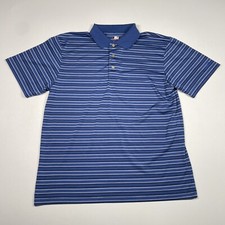 Grand Slam Shirt Men Large Blue Stripe Short Sleeve Performance Golf Polo Golfer