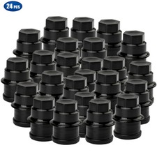 Wheel Lug Nut Cap Black Plastic Set of 24 for Chevrolet GMC Cadillac Truck New