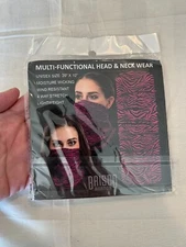 Brisco Brands Multi-Function Head & Neck Wear Pink & Black Print Scarf-Mask-Neck