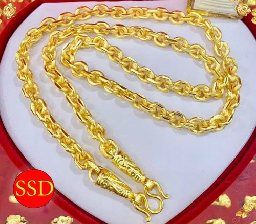 Kk6 Thai Gold 24k massive Halskette gelbe Kette Anhänger 24" Gewicht 5 Baht Drache - Bild 6 von 6
