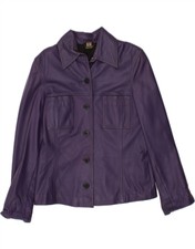 Madeleine Womens Leather Jacket Uk 14 Medium Purple Leather Rz08
