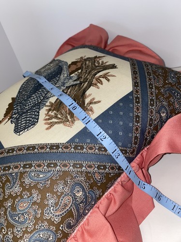 Vintage 3D Owl Design Throw Pillows Pair 15” x 14” Country Decor Mauve & Blue - Picture 9 of 9