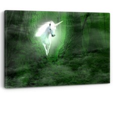 Unicorn White Horse Framed Canvas Wall Art Picture Print Fantasy Mystical
