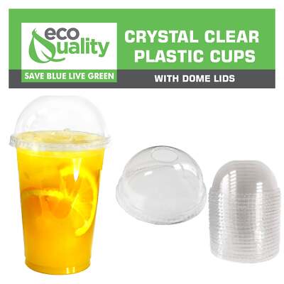 14oz Disposable Clear Plastic Smoothie Cups with Clear Dome Lids for Iced  Coffee | eBay