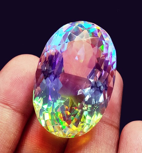 Loose Gemstone Mystic Quartz Between 50 to 60 Ct Certified With Free Gift - Picture 3 of 10