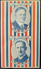 1928 US President Herbert Hoover Republican Election Card + Pins Cooper Ohio