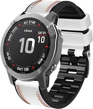 26mm Quick Fit Leather Silicone Watch Bands for Garmin Fenix 7X Solar/6X Pro/5X