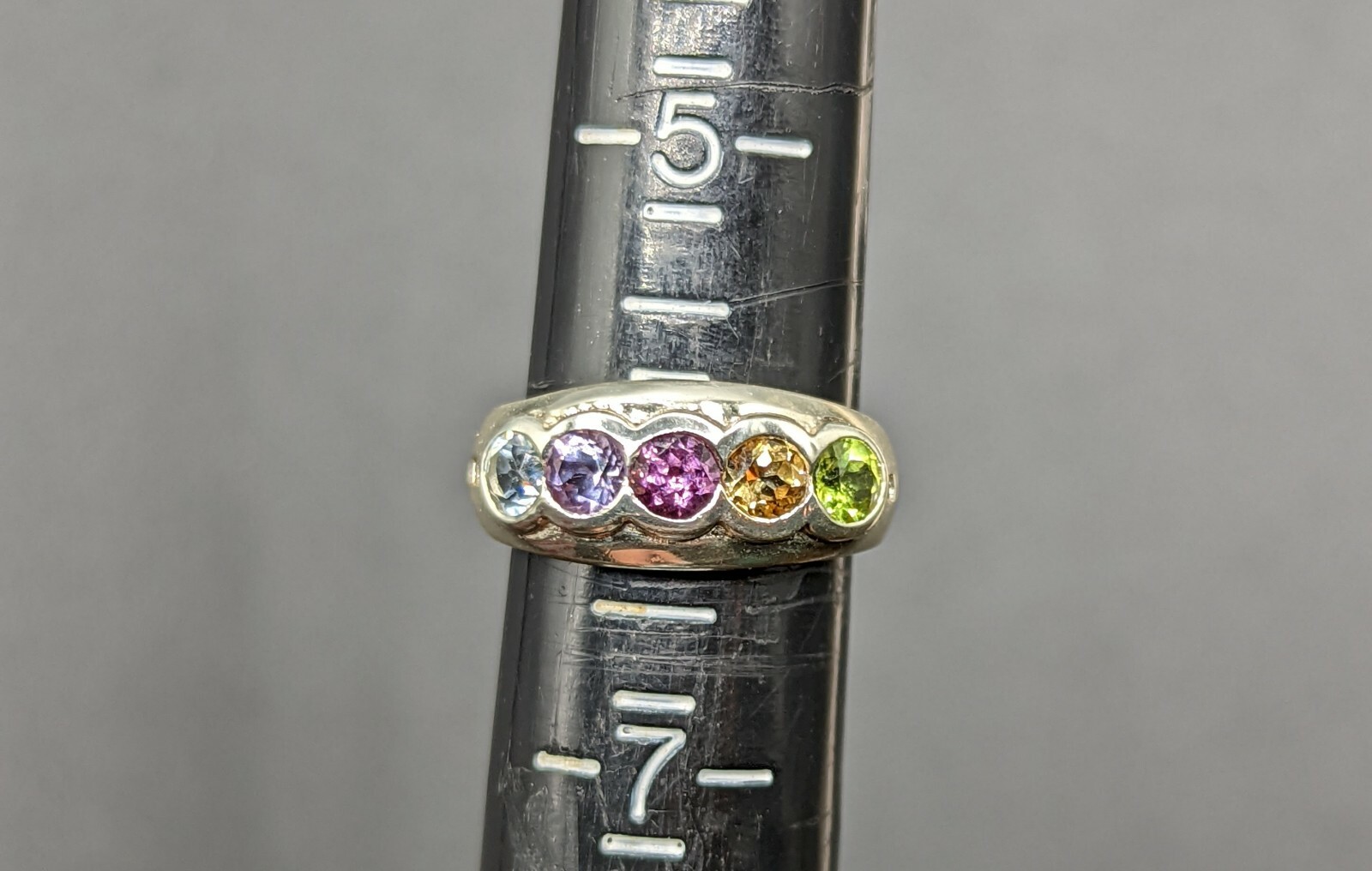 Multi Round Gemstone Multicolor Sterling Signed R… - image 5