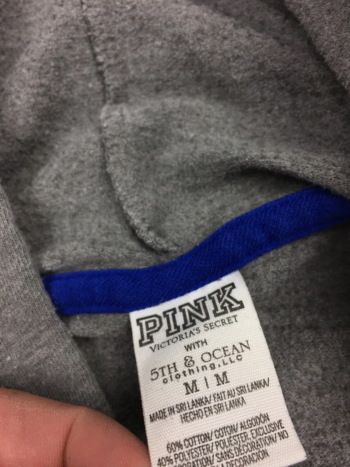 UNDERCOVER Felpa con cappuccio KU Kansas Jayhawks donna taglia media blu grigio Victoria's Secret