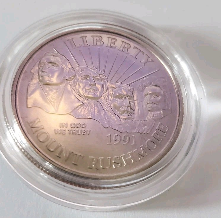 1991 Mount Rushmore MS Unc Half Dollar US Mint Clad Commemorative W/box/coa