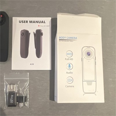 A18 Mini Pocket Body Camera 1080P HD Motion Detection, TF Card, USB, Black