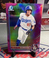 Wilman Diaz 2022 Bowman Chrome Prospect Fuchsia Refractor #/199 Dodgers Card